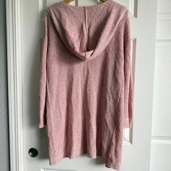 One Grey Day Linen Savvy Pink Knit Hooded Duster Size S, $295 - Picture 6 of 9